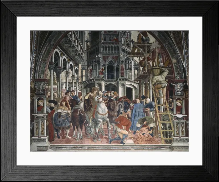 Framed Print : DOMENICO DI BARTOLO (1400-1447). The building of the hospital. 1441-1444. ITALY. Siena. Ospedale di Santa Maria della Scala (Santa Maria della Scala Hospital). Pilgrim Hall