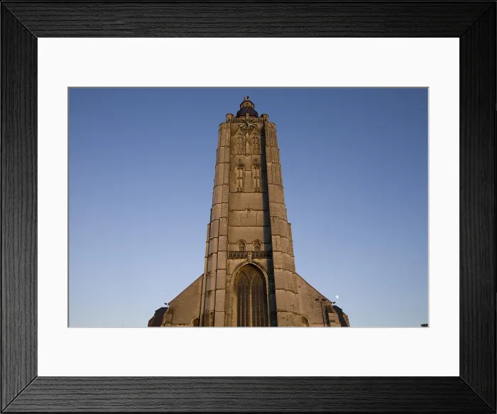 Framed Print : BELGIUM. Oudenarde. Sint-Walburgakerk Church, 12th-13th centuries. Porch tower, 90 metres high. Gothic art. Architecture Framed Print : BELGIUM. Oudenarde. Sint-Walburgakerk Church, 12th-13th centuries. Porch tower, 90 metres high. Gothic art. Architecture