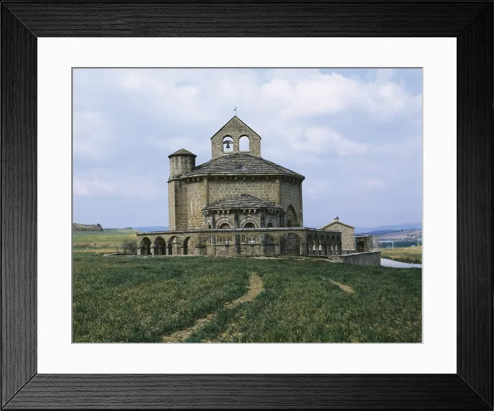 Framed Print : Church of Santa Maria de Eunate. 12th c. SPAIN. NAVARRE. GuesAlaz. Muzqui. Built by the Order of the Temple next to the Santiago Route. Romanesque art. Architecture. - J Framed Print : Church of Santa Maria de Eunate. 12th c. SPAIN. NAVARRE. GuesAlaz. Muzqui. Built by the Order of the Temple next to the Santiago Route. Romanesque art. Architecture. - J
