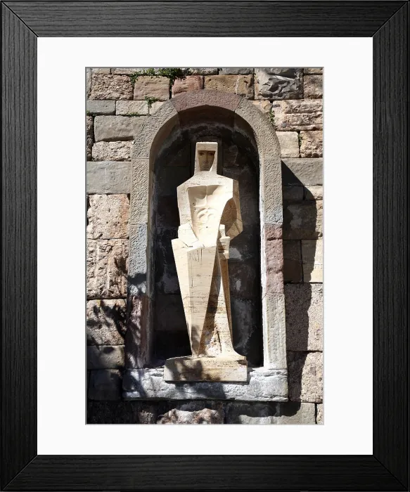 Framed Print : SPAIN. Monistrol de Montserrat. Monastery of Montserrat. Saint George (1962), sculpture by Josep Maria Subirachs. Sculpture