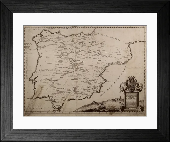 Framed Print : Map of the postal system of Spain (18th c.). Dedicated to the Cond of Floridablanca. SPAIN. Madrid. Post and Telegraph Museum. AISA / Everett Collection (18254)**US SALES ONLY** Framed Print : Map of the postal system of Spain (18th c.). Dedicated to the Cond of Floridablanca. SPAIN. Madrid. Post and Telegraph Museum. AISA / Everett Collection (18254)**US SALES ONLY**