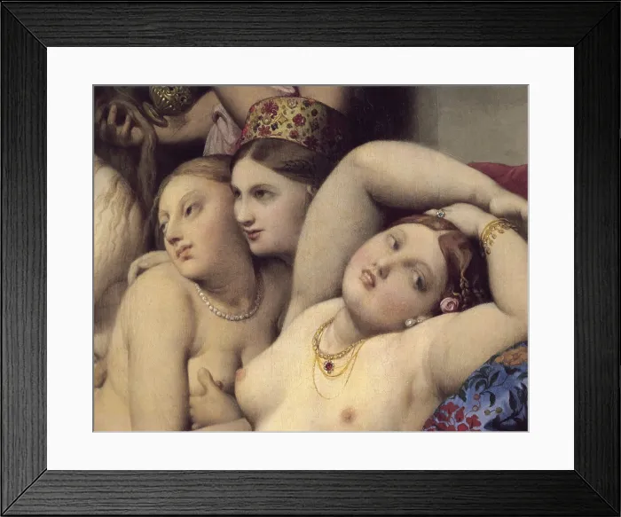Framed Print : INGRES, Jean-Auguste-Dominique (1780-1867). The Turkish Bath. 1862. Right central detail. Oriental subject. Round painting. Classicism. Oil on canvas. FRANCE. Paris