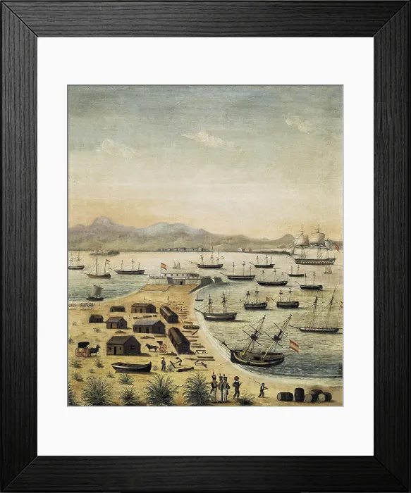 Framed Print : Spain (19th c.). CAdiz. Shipyards in Puntales quarter. Painting. SPAIN. San Fernando. Municipal Historic Museum. - P. Rotger / Iberfoto / Everett Collection (312678)**US SALES ONLY**