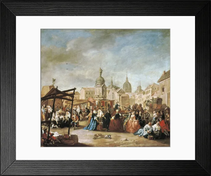 Framed Print : CRUZ Y CANOManuel de la (1750-1792). The Madrid Fair in the Plaza de la Cebeda. end 18th c. Work placed in the Museo Municipal of Madrid. Oil on canvas. SPAIN. Madrid
