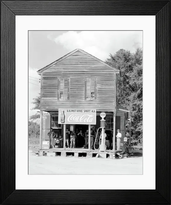 Framed Print : Crossroads General Store and Post Office, Sprott Alabama. Published in the book, Let Us Now Praise Famous Men'. photograph by Walker Evans, 1936 Framed Print : Crossroads General Store and Post Office, Sprott Alabama. Published in the book, Let Us Now Praise Famous Men'. photograph by Walker Evans, 1936