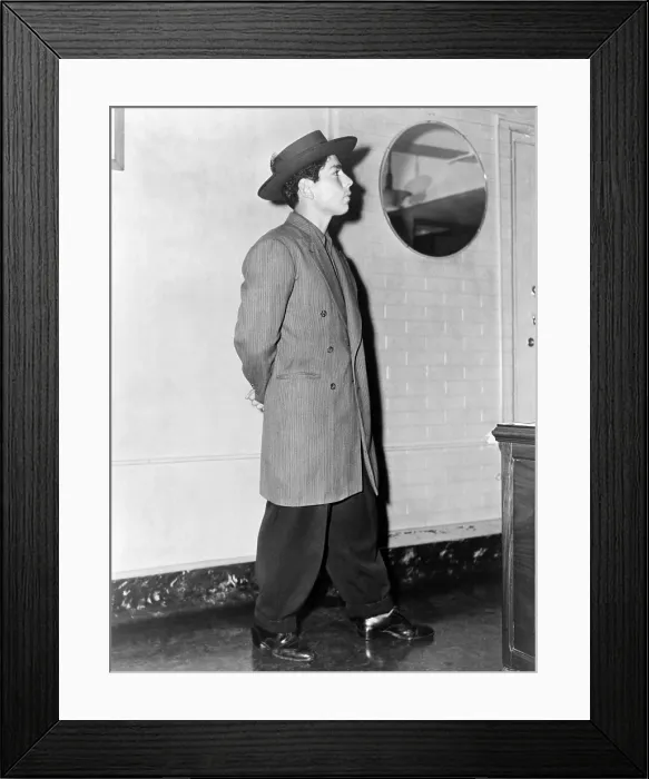Framed Print : Zoot Suit. Frank Tellez models a zoot suit. Los Angeles, June 11, 1943