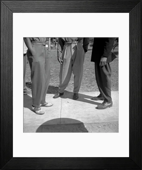 Framed Print : The Zoot Suit styled trousers, called tramas, of three African American college students at Bethune-Cookman College Framed Print : The Zoot Suit styled trousers, called tramas, of three African American college students at Bethune-Cookman College