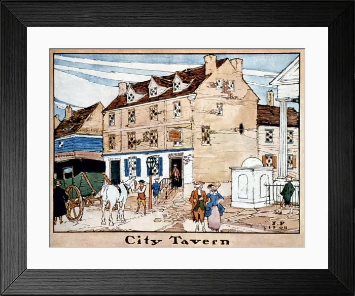 Framed Print : Philadelphia, colonial inn, the City Tavern, halftone print, Pennsylvania, circa 1908 Framed Print : Philadelphia, colonial inn, the City Tavern, halftone print, Pennsylvania, circa 1908