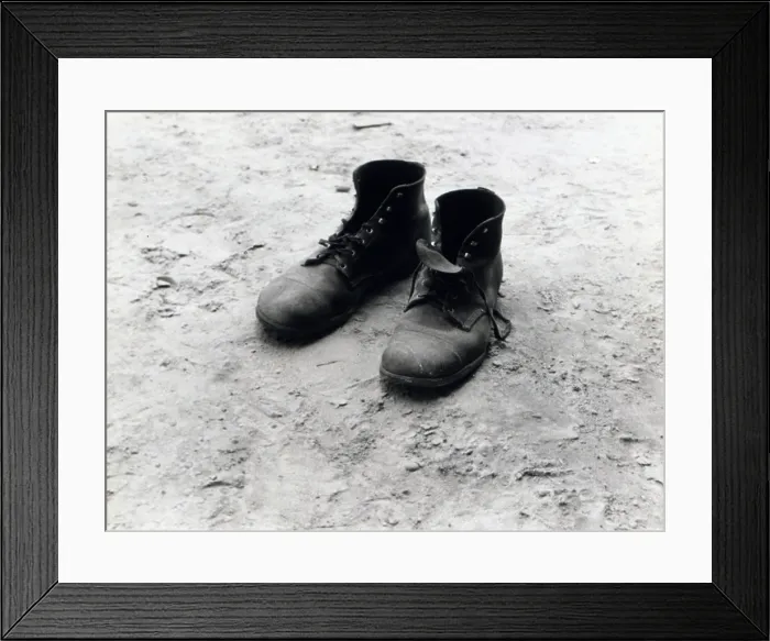Framed Print : The work boots of Foyd Burroughs, cotton sharecropper, Hale County, Alabama. Published in the book, Let Us Now Praise Famous Men'. photograph by Walker Evans, 1936 Framed Print : The work boots of Foyd Burroughs, cotton sharecropper, Hale County, Alabama. Published in the book, Let Us Now Praise Famous Men'. photograph by Walker Evans, 1936