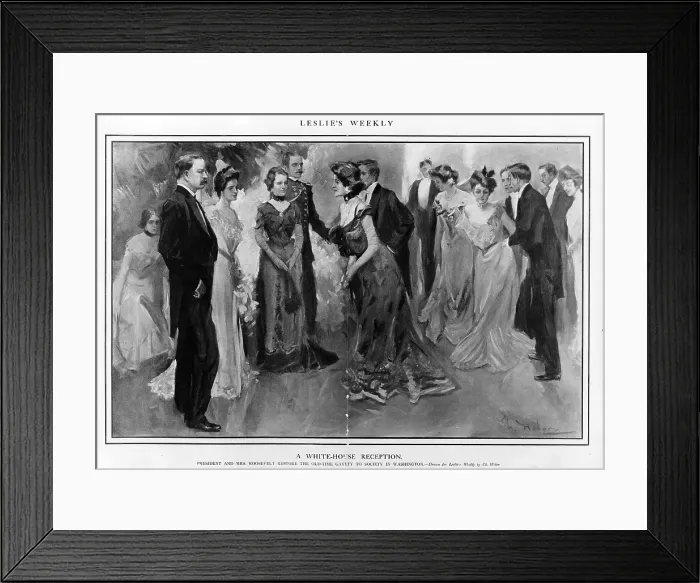 Framed Print : President and Mrs. Theodore Roosevelt with group of people at 1902 reception in the White House as Washington emerged from mourning assassinated President William McKinley