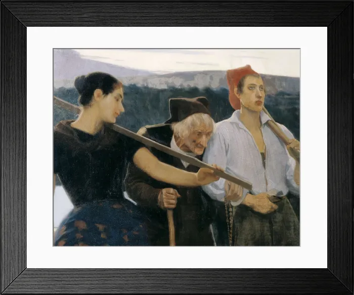 Framed Print : LLIMONA i BRUGUERA, Joan (1860-1926). Returning From the Threshing Floor. 1896. Central detail