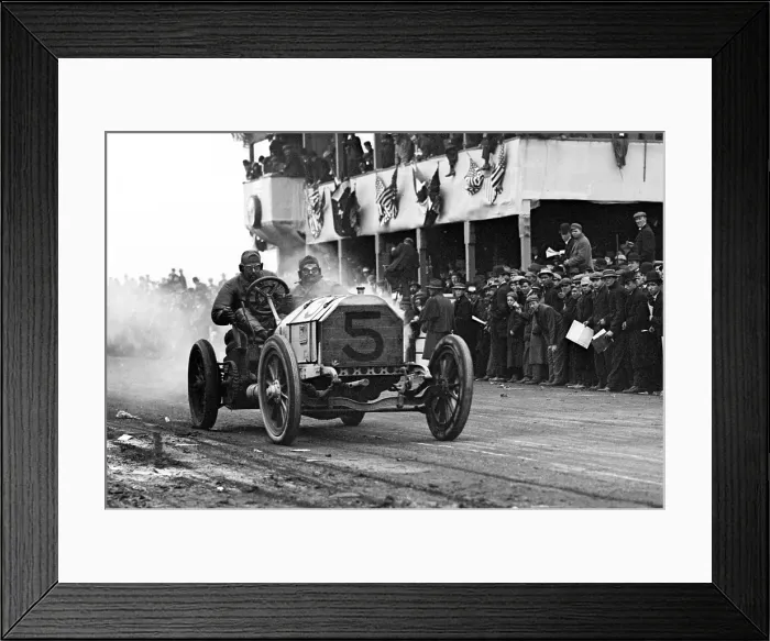 Framed Print : Racing. Vanderbilt Cup Auto Race, W.K. Vanderbilt Jr.'s 'Mercedes' on track. Oct 24, 1908