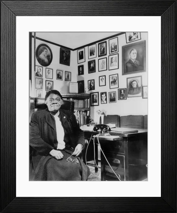 Framed Print : Dr. Mary Bethune (1875-1955) educator and New Deal era civil rights activist, founded Bethune-Cookman College in 1904. 1943 portrait by Gordon Parks Framed Print : Dr. Mary Bethune (1875-1955) educator and New Deal era civil rights activist, founded Bethune-Cookman College in 1904. 1943 portrait by Gordon Parks