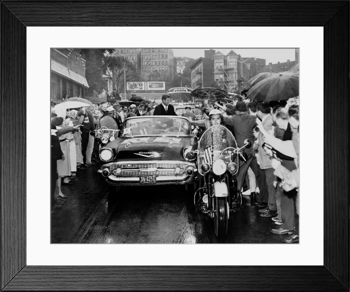 Framed Print : Senator John Kennedy campaigning in Yonkers, New York, Oct. 16, 1960