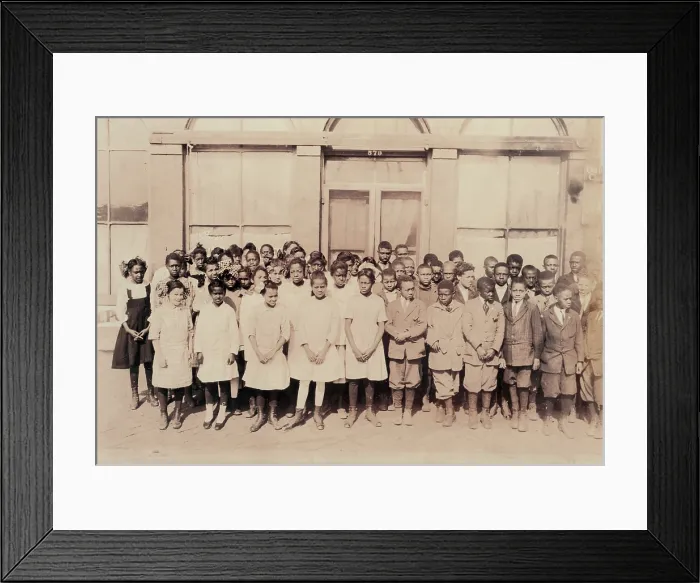 Framed Print : African American High School, original caption: 75 Sixth Grade children (colored) crowded into 1 small room in an old store building near Negro High School