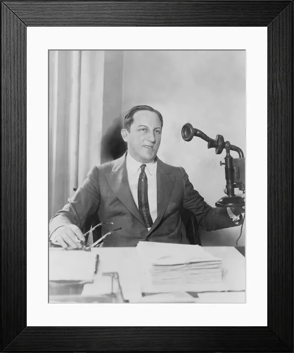 Framed Print : Arnold Rothstein (1882-1928), fixer and financier to the underworld, in his New York City office during the 1920s. Rothstein is credited with fixing the 1919 World Series