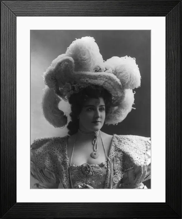 Framed Print : Lillian Russell (1861-1922), American actress, in large, elaborate plumed hat. 1898 Framed Print : Lillian Russell (1861-1922), American actress, in large, elaborate plumed hat. 1898