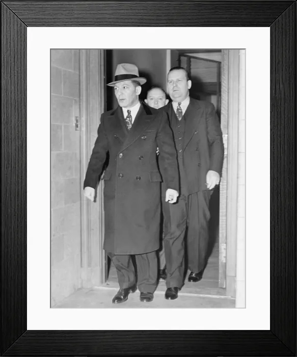 Framed Print : Louis Lepke Buchalter (1897-1944), leaving the Federal court in New York City in December 1939. The Murder, Inc. boss was convicted of narcotics conspiracy