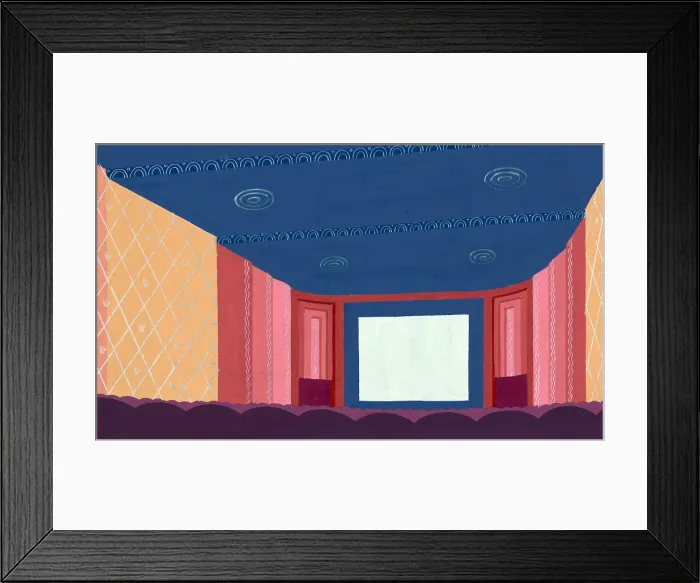 Framed Print : Theater. Design proposal for the the interior of a motion picture theater. Winold Reiss, artist. Graphite, gouache, and metallic ink, 1935 Framed Print : Theater. Design proposal for the the interior of a motion picture theater. Winold Reiss, artist. Graphite, gouache, and metallic ink, 1935