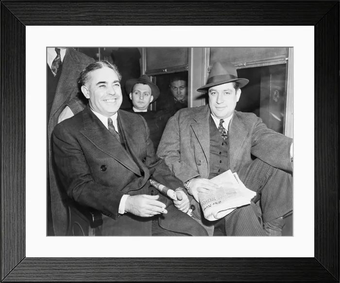Framed Print : Louis Capone (1896-1944) and Emanuel Mendy Weiss (1906-1944)(right), ride the New York Central railroad up the river to the Sing Sing Prison on December 3, 1941