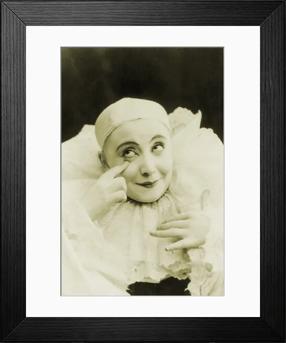Framed Print : Pilar Morin, French actress, as a clown and mime. 1895