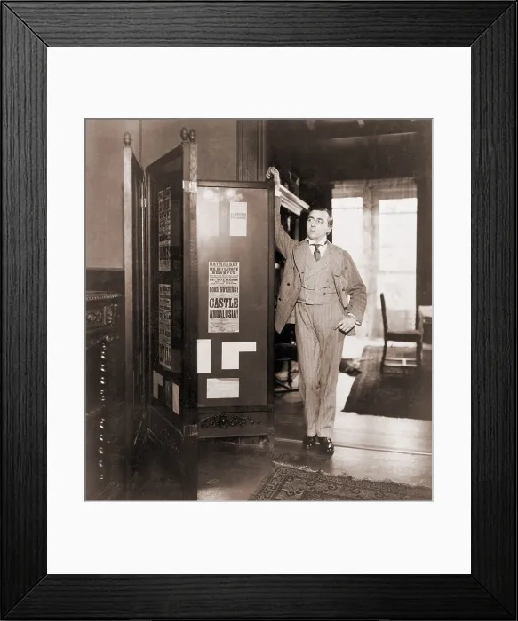 Framed Print : Edward Hugh Sothern (1859-1933), American Shakespearean actor, at home beside posters, handbills, letters, and other memorabilia. 1902 Framed Print : Edward Hugh Sothern (1859-1933), American Shakespearean actor, at home beside posters, handbills, letters, and other memorabilia. 1902