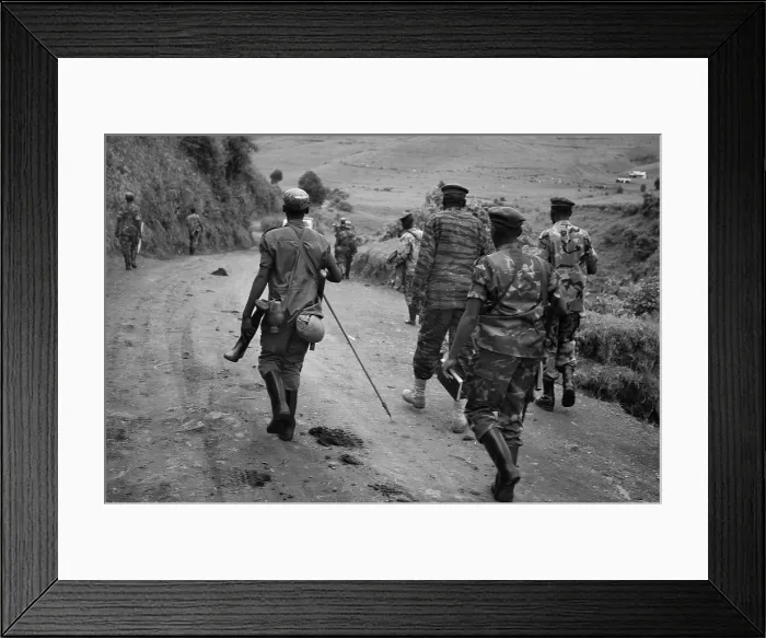 Framed Print : CONGO, Democratic Republic of the. NORTH KIVU. Democratic Republic of the Congo (2008). Kivu Conflict. Village of Mushake, rebel advanced point Framed Print : CONGO, Democratic Republic of the. NORTH KIVU. Democratic Republic of the Congo (2008). Kivu Conflict. Village of Mushake, rebel advanced point