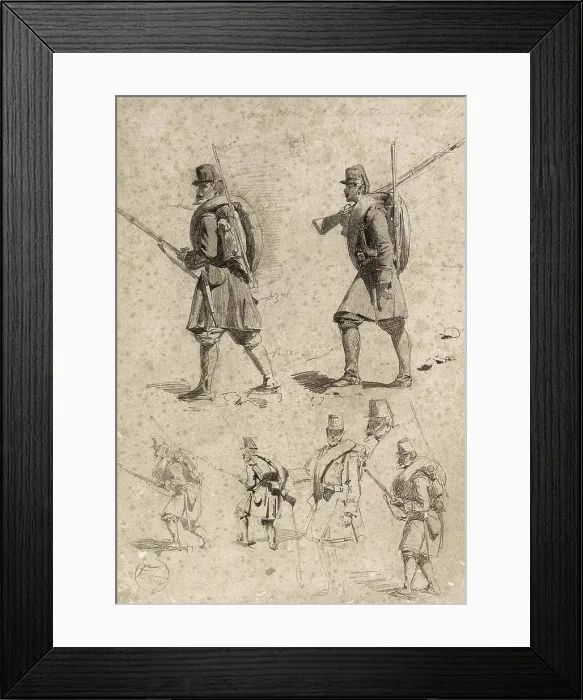 Framed Print : FORTUNY, Mariano (1838-1874). Figures of soldiers in campaign. 1859 - 1860. Sketches of the African War. Romanticism. Drawing. SPAIN. Reus. Salvador Vilaseca Regional Museum Framed Print : FORTUNY, Mariano (1838-1874). Figures of soldiers in campaign. 1859 - 1860. Sketches of the African War. Romanticism. Drawing. SPAIN. Reus. Salvador Vilaseca Regional Museum