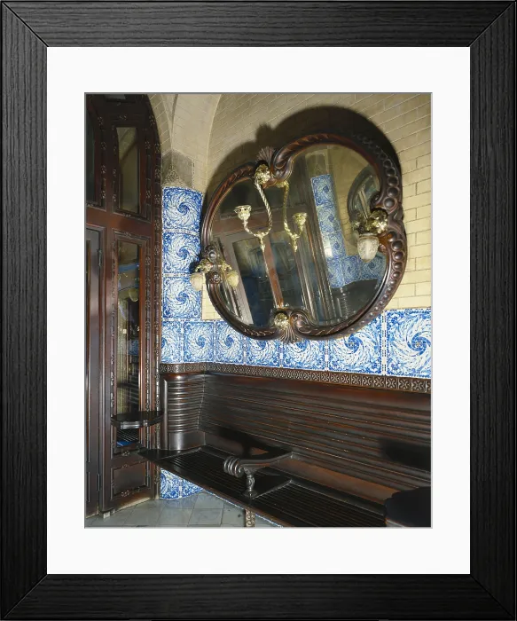 Framed Print : GAUDI i CORNET, Antoni (1852-1926). Calvet House. SPAIN. Barcelona. Calvet House. Entrance hall. Modernism. Furniture; Architecture. - P Framed Print : GAUDI i CORNET, Antoni (1852-1926). Calvet House. SPAIN. Barcelona. Calvet House. Entrance hall. Modernism. Furniture; Architecture. - P
