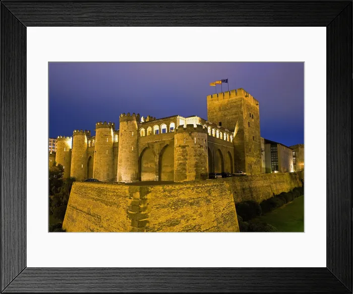 Framed Print : SPAIN. Zaragoza. La Aljaferia Palace. Castle walls from 11th century. Hispano-Moresque art. Taifas Kingdoms period. Architecture Framed Print : SPAIN. Zaragoza. La Aljaferia Palace. Castle walls from 11th century. Hispano-Moresque art. Taifas Kingdoms period. Architecture