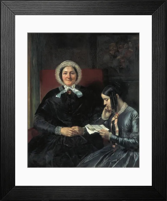Framed Print : GALLAIT, Louis (1810-1887). The Mother and Sister of the Artist. mid. 19th c. In the upper section, representation of Christ instructing Nicodemus. Oil on canvas. BELGIUM Framed Print : GALLAIT, Louis (1810-1887). The Mother and Sister of the Artist. mid. 19th c. In the upper section, representation of Christ instructing Nicodemus. Oil on canvas. BELGIUM