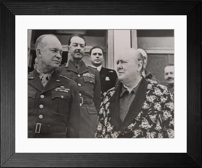 Framed Print : General Eisenhower, General Harold Alexander, allied commander-in-chief in Italy, and Prime Minister Winston Churchill, in 1944