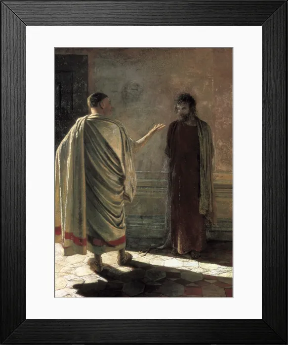 Framed Print : GE, Nikolai Nikolaevich (1831-1894). What is true?. 1890. Realism. Oil on canvas. RUSSIA. Saint Petersburg. State Russian Museum Framed Print : GE, Nikolai Nikolaevich (1831-1894). What is true?. 1890. Realism. Oil on canvas. RUSSIA. Saint Petersburg. State Russian Museum