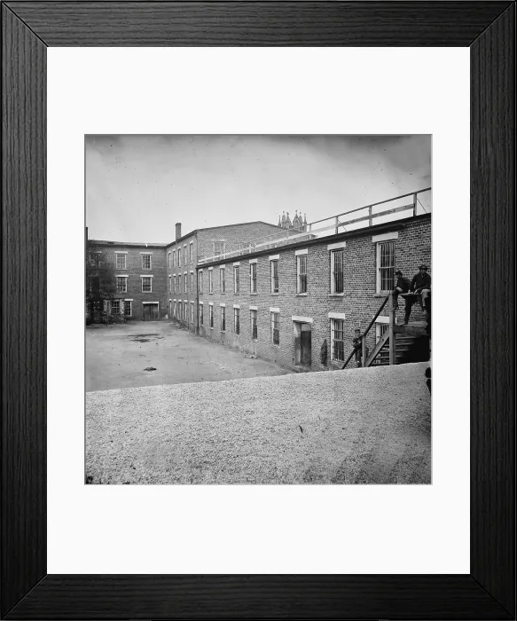 Framed Print : The Civil War, warehouse used as a prison, Petersburg, Virginia, photograph, April, 1865 Framed Print : The Civil War, warehouse used as a prison, Petersburg, Virginia, photograph, April, 1865