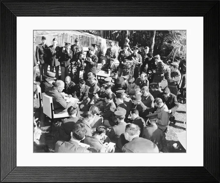 Framed Print : Winston Churchill and Franklin Roosevelt at Casablanca Conference in French Morocco Framed Print : Winston Churchill and Franklin Roosevelt at Casablanca Conference in French Morocco