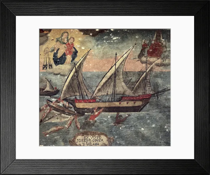 Framed Print : Ex voto of sailor Joseph Costa de Vilasa. Painting. SPAIN. Barcelona. Barcelona Maritime Museum. - P. Rotger / Iberfoto / Everett Collection (176079)**US SALES ONLY**