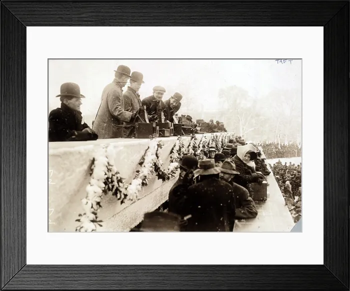 Framed Print : Press photographers waiting in the snow at President Taft's inauguration, March 4, 1909