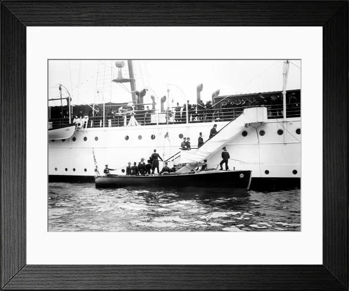 Framed Print : President William Taft (1857-1930) boards the Presidential yacht, 'Mayflower, ' on an outing in 1910