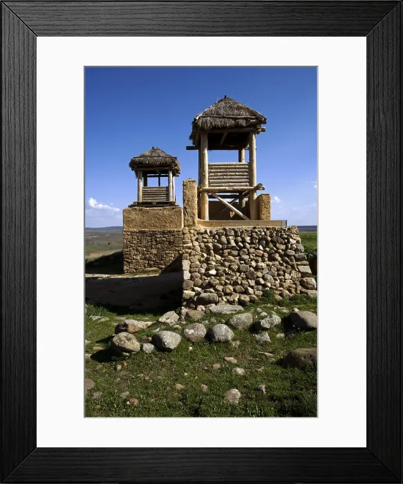 Framed Print : SPAIN. Garray. Celtiberian-Roman archaeological site. Piece of the wall. Doors and towers fro mthe Celtiberian city
