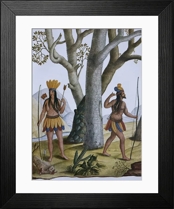 Framed Print : Indigenous hunters of Brazil, 18th century. Costumbrism. Watercolour. - J. Bedmar / Iberfoto / Everett Collection (176778)**US SALES ONLY** Framed Print : Indigenous hunters of Brazil, 18th century. Costumbrism. Watercolour. - J. Bedmar / Iberfoto / Everett Collection (176778)**US SALES ONLY**