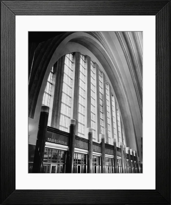 Framed Print : Cincinnati Union Terminal, west wall of concourse, constructed in 1933, partially demolished in 1974, Cincinnati, Ohio, photograph circa early 1970s Framed Print : Cincinnati Union Terminal, west wall of concourse, constructed in 1933, partially demolished in 1974, Cincinnati, Ohio, photograph circa early 1970s