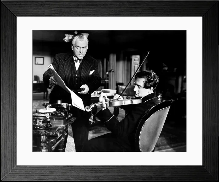 Framed Print : SHERLOCK HOLMES AND THE VOICE OF TERROR, from left, Nigel Bruce, Basil Rathbone, 1942