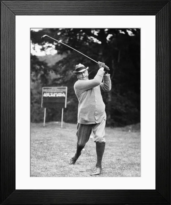 Framed Print : Charles Schwab playing golf at White Sulphur Springs, West Virginia, 1923