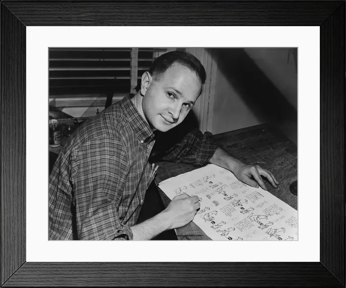 Framed Print : Jules Feiffer (b. 1929) American Pulitzer Prize winning cartoonist. He was also wrote plays, novels and screenplays including CARNAL KNOWLEDGE 1971