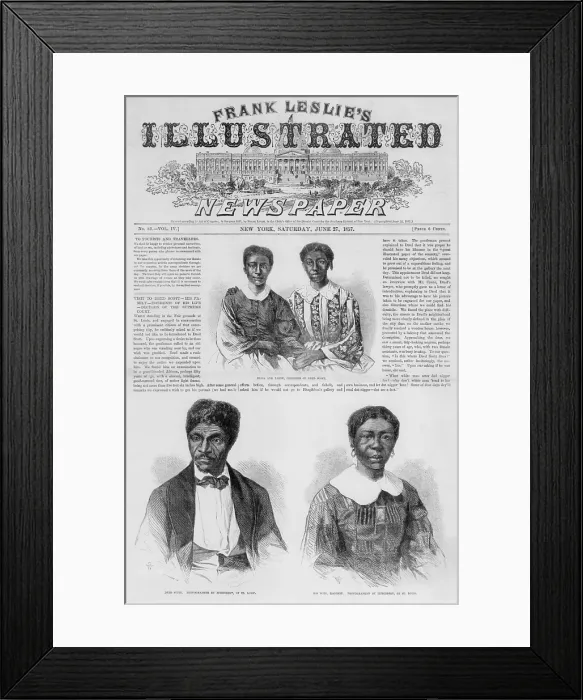 Framed Print : The Dred Scott family on the front page FRANK LESLIE'S ILLUSTRATED NEWSPAPER, on June 27, 1857