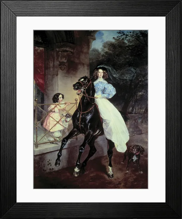 Framed Print : BRYULLOV, Karl Pavlovitch (1799-1852). A Rider. 1832. Portrait of Giovanina and Amacilia Pacini, the Foster Children of Countess Yu. P. Samoilova. Romanticism. Oil on canvas