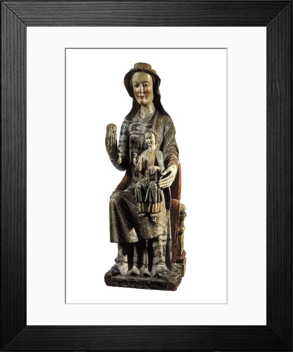 Framed Print : Virgin and child. Castilian school. 13th c.Carving of polychrome wood. Romanesque art. Sculpture on wood. SPAIN. Valladolid. National Museum of Sculpture Framed Print : Virgin and child. Castilian school. 13th c.Carving of polychrome wood. Romanesque art. Sculpture on wood. SPAIN. Valladolid. National Museum of Sculpture