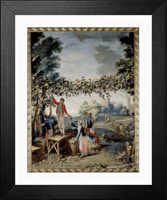 Framed Print : AMICONIJacopo (1682-1752). The Autumn. 18th c. SPAIN. Madrid. Royal Palace. Rococo. Tapestry. AISA / Everett Collection (4689)**US SALES ONLY**