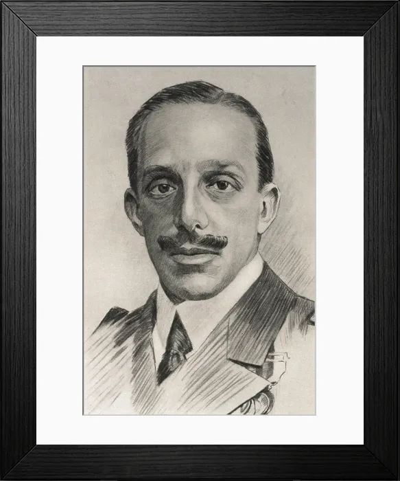 Framed Print : ALFONSO XIII (1886-1941). King of Spain (1886-1931). Portrait of Solis DAvila. Magazine 'Blanco y Negro' (23rd January 1927). Drawing