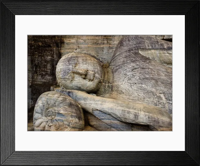 Framed Print : SRI LANKA. Polonnaruwa. Gal Vihara or Rock Temple (12th c.). Reclining Buddha (14 m.). Detail. AISA / Everett Collection**US SALES ONLY**